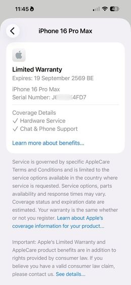 iphone 16promax ประกันถึง  ตุลาคม  2569 รูปที่ 12