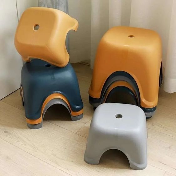 Plastic Anti Slip Small Stool For Showering, Household Use- Short Toiletries Footstool Children รูปที่ 3