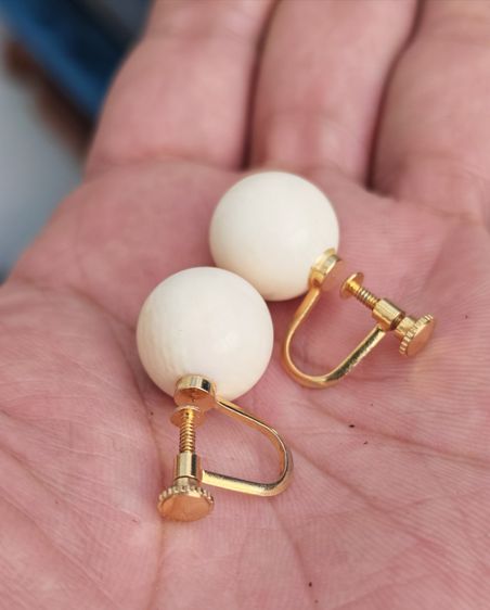 ต่างหูหนีบวัสดุธรรมชาติแท้ งานเก่า งานนอก ราคาดีๆครับ รูปที่ 4