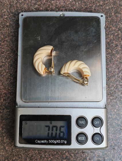 ต่างหูหนีบวัสดุธรรมชาติแท้ งานเก่า งานนอก สวยๆครับ รูปที่ 6