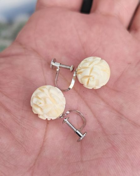 ต่างหูหนีบวัสดุธรรมชาติแท้ งานเก่า งานนอก สวยมากครับ รูปที่ 3