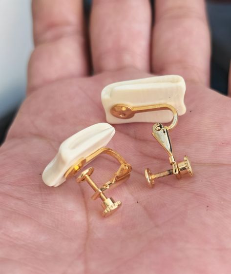 ต่างหูหนีบวัสดุธรรมชาติแท้ งานเก่า งานนอก ราคาน่ารักครับ รูปที่ 4