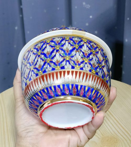 💟 โถเบญจรงค์ สูง 15 ซม. ใบใหญ่ รูปที่ 3