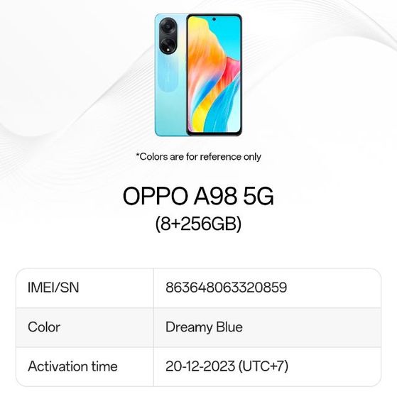 OPPO A98 5G Dreamy Blue 256GB พิกัดบางพลี สมุทรปราการ รูปที่ 3