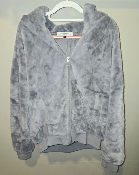 เสื้อกันหนาวขนนุ่ม มีฮู๊ด แบรนด์ญี่ปุ่น Gallis Addiction (ของแท้)  สีเทาเข้ม รูปที่ 4