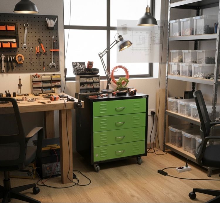 ตู้เหล็ก Sure ล้อเลื่อน 4 ลิ้นชัก สีเขียวเหนี่ยวทรัพย์ รูปที่ 2