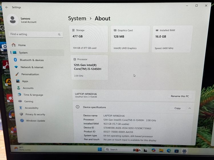 Lenovo IdeaPad Slim 3 15IAH8 Ram 16GB SSD M.2 512GB ประกันเหลือ รูปที่ 10