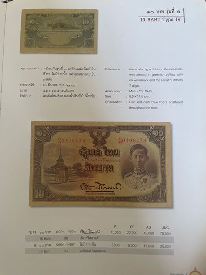 ธนบัตร 10 บาท ร.8 แบบ5 รุ่นสุดท้าย เลข 7 หลัก หายาก ผ่านใช้น้อย เกรด 50 รูปที่ 4