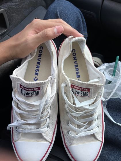 ผ้า รองเท้าผ้าใบ UK 8 | EU 42 | US 8.5 Converse chuck Taylor all star มือสอง สีขาว ของแท้ สภาพดี