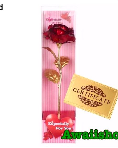 กุหลาบทอง24k. สีทองและแดง