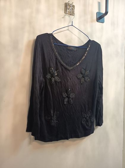 เสื้อแขนยาวสีดำผ้านุ่ม2 ตัว รูปที่ 9