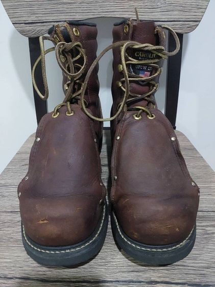 Vintage Carolina Men Hi Met Guard Steel Toe boots Made in USA ขนาด 9EE วัดจริง 27 ซม. สภาพสวยเหมือนใหม่