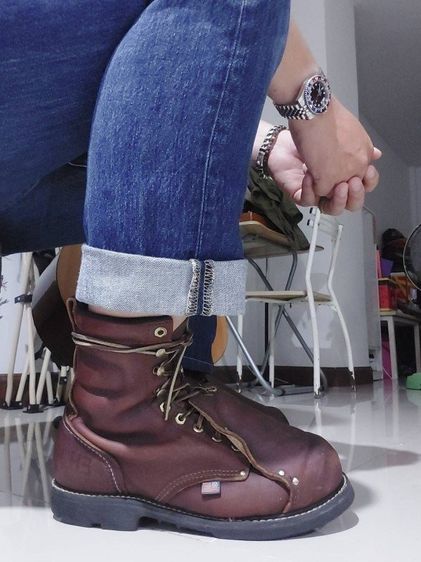 Vintage Carolina Men Hi Met Guard Steel Toe boots Made in USA ขนาด 9EE วัดจริง 27 ซม. สภาพสวยเหมือนใหม่ รูปที่ 10