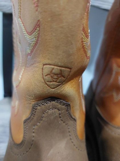 รองเท้าบู้ทคาวบอย Ariat work boots square toe Size 9EE วัดจริง 27 ซม. หนังสวยมาก Made in China พื้นหนาๆเต็มๆ รูปที่ 6