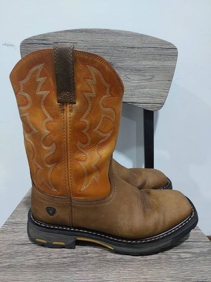 รองเท้าบู้ทคาวบอย Ariat work boots square toe Size 9EE วัดจริง 27 ซม. หนังสวยมาก Made in China พื้นหนาๆเต็มๆ รูปที่ 2