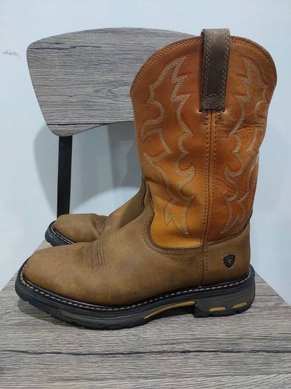 รองเท้าบู้ทคาวบอย Ariat work boots square toe Size 9EE วัดจริง 27 ซม. หนังสวยมาก Made in China พื้นหนาๆเต็มๆ รูปที่ 4