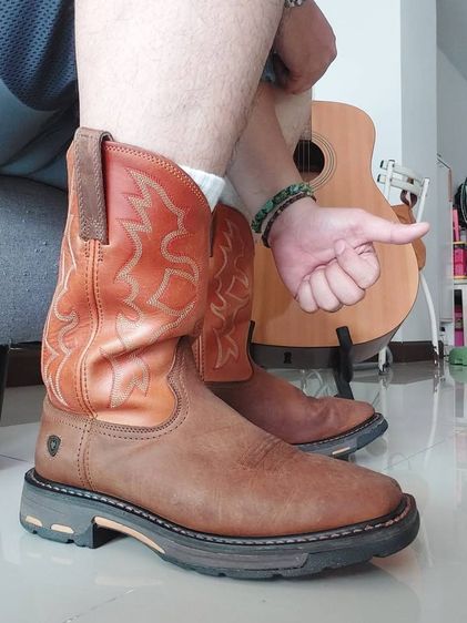 รองเท้าบู้ทคาวบอย Ariat work boots square toe Size 9EE วัดจริง 27 ซม. หนังสวยมาก Made in China พื้นหนาๆเต็มๆ รูปที่ 10