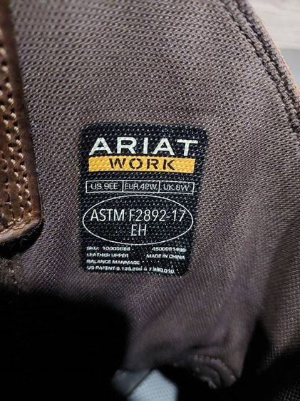 รองเท้าบู้ทคาวบอย Ariat work boots square toe Size 9EE วัดจริง 27 ซม. หนังสวยมาก Made in China พื้นหนาๆเต็มๆ รูปที่ 8