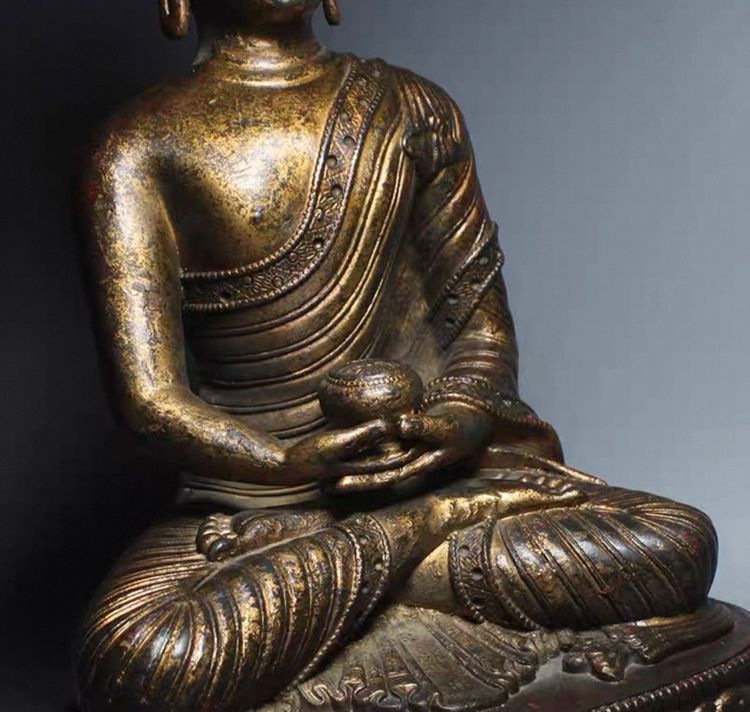 ✨พระพุทธรูปศากยมุนีทองสัมฤทธิ์โบราณจากทิเบต รูปที่ 4