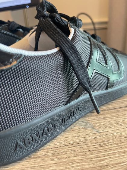 🔥 Armani Jeans รองเท้าผ้าใบหรู ผ้าใบผสมหนัง สีดำ ไซซ์ 44 รูปที่ 3