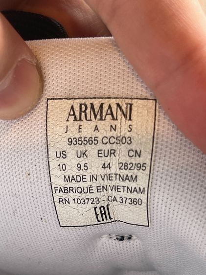 🔥 Armani Jeans รองเท้าผ้าใบหรู ผ้าใบผสมหนัง สีดำ ไซซ์ 44 รูปที่ 6