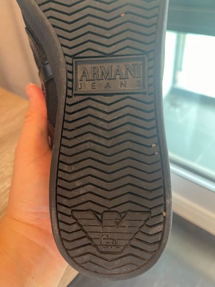 🔥 Armani Jeans รองเท้าผ้าใบหรู ผ้าใบผสมหนัง สีดำ ไซซ์ 44 รูปที่ 4