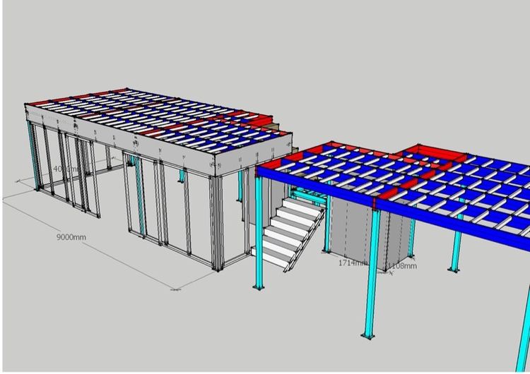 โครงสร้างเหล็ก 2 ชั้น รับน้ำหนักได้ตรม.ละ 300kg