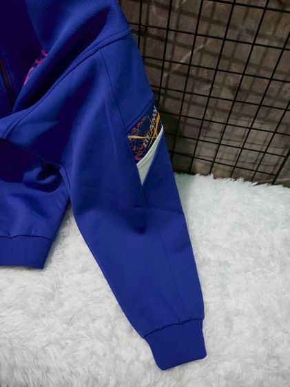 เสื้อแจ็คเก็ตแขนยาว ASICS มือสอง สีน้ำเงินอมม่วง ผ้าวอร์ม สภาพดี 🌟อก44🌟S329⚡ รูปที่ 5