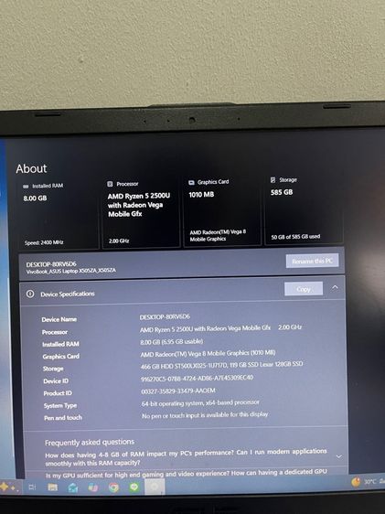 ASUS laptop X505ZA X505ZA รูปที่ 3
