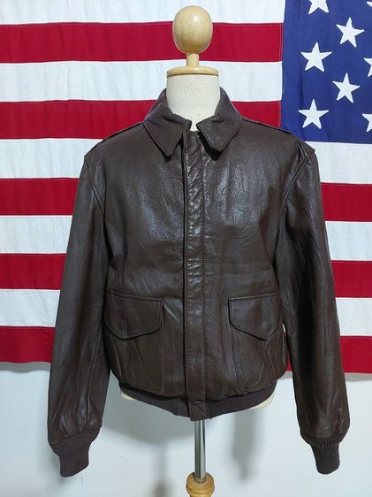 Vintage Cooper A-2 Made In USA Leather Flight Jacket Size 42R หนังแท้สีน้ำตาลเข้มสวย ซิป Ideal จั๊มปลายแขนและเอวแน่นๆไม่ย้วย
