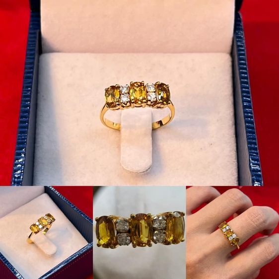 ทอง แหวนพลอยสีเหลือง เพชรแท้เบลเยี่ยม 