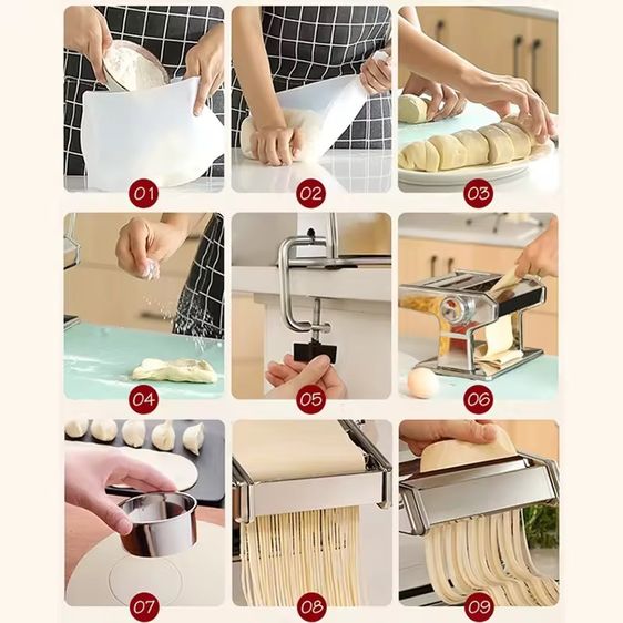 เครื่องทำเส้นพาสต้า บะหมี่ แบบมือหมุน สแตนเลส สภาพเหมือนใหม่ ใช้แค่ครั้งเดียว รูปที่ 6
