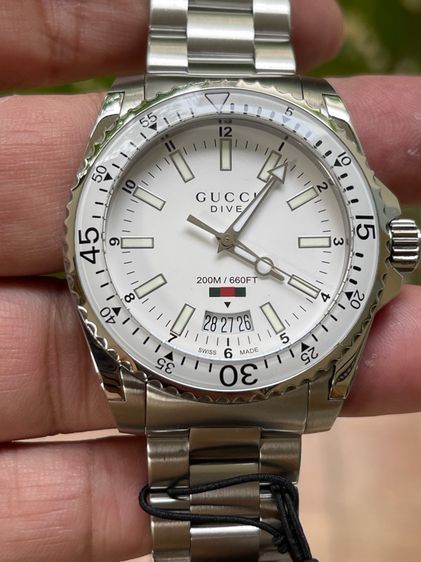 GUCCI Dive 40 mm White Dial Women's Quartz Watch YA136302 รูปที่ 7