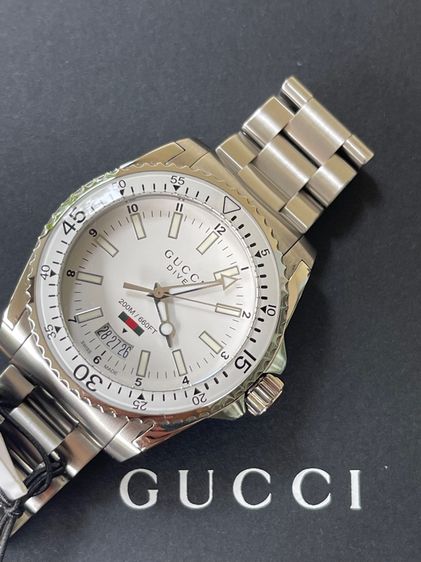 GUCCI Dive 40 mm White Dial Women's Quartz Watch YA136302 รูปที่ 6