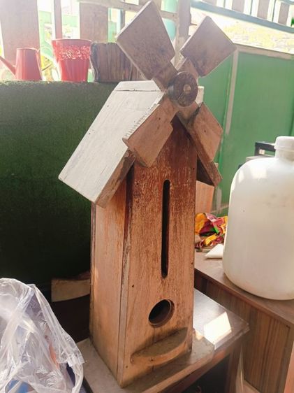 กังหันลม งานเก่าวินเทจ ไม้จริง หนักมาก กังหันหมุนได้ด้วยมือ รูปที่ 7