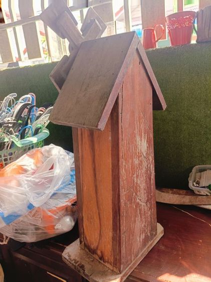 กังหันลม งานเก่าวินเทจ ไม้จริง หนักมาก กังหันหมุนได้ด้วยมือ รูปที่ 5