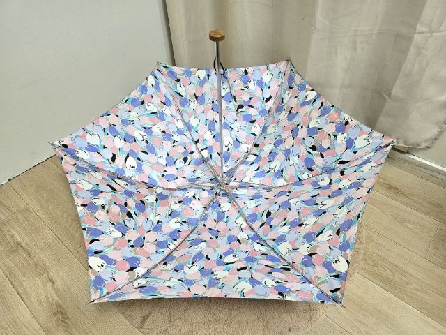 ร่มคัดโกดังญี่ปุ่น ผ้าซาตินเนื้อดี ลายดอกทิวลิป💐 ม่วงชมพู ใหม่ไม่ตำหนิ รูปที่ 4