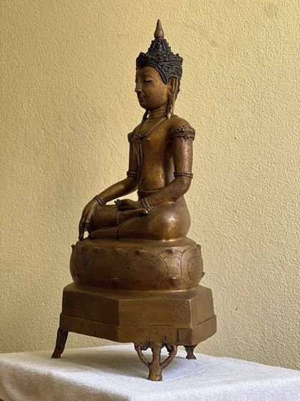 พระบูชาเชียงแสนทรงเครื่อง หน้าตัก 9 นิ้ว สูง 21 นิ้ว เนื้.อสัมฤทธิ์ สวยงามมาก รูปที่ 6