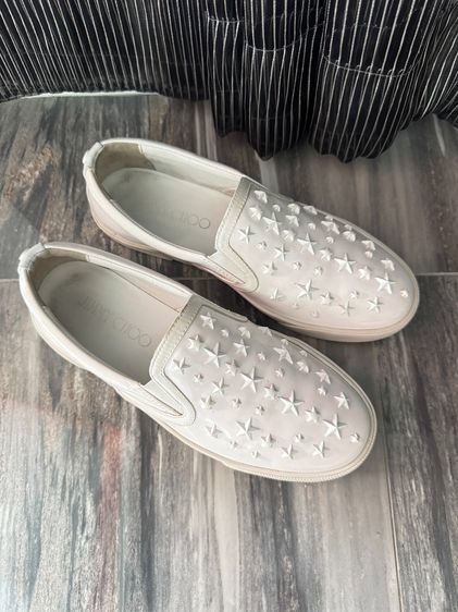 อื่นๆ รองเท้าส้นแบน หนังแท้ UK 4.5 | EU 37 1/3 | US 6 ขาว Jimmy Choo Slip-on - รองเท้าแบรนด์เนมมือสอง