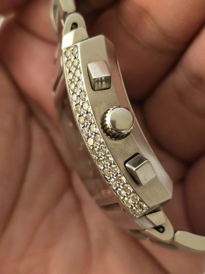 นาฬิกา A LE MARQUAND GENEVE  Black Dial Factory Diamond CHRONOGRAPH ขอบเพชรแท้64เม็ดจากโรงงานเดิม หน้าปัดดำ มีวันที่ กระจกSAPPHIRE CRYSTAL  รูปที่ 15