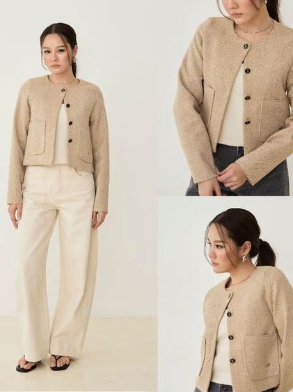 เสื้อครอปเบเซอร์ ผ้าทวิตทอกระสอบ Swana.ss - Faye blazercrop top ส่งต่อ ใส่ครั้งเดียวค่ะ ซื้อมา 520 รูปที่ 2