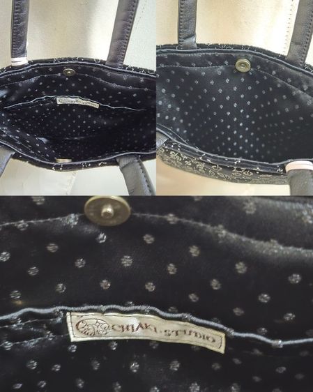 กระเป๋าโท้ทผ้าสีดำลายใบไม้ขนาดเล็กจาก Chiaki Studio รูปที่ 8