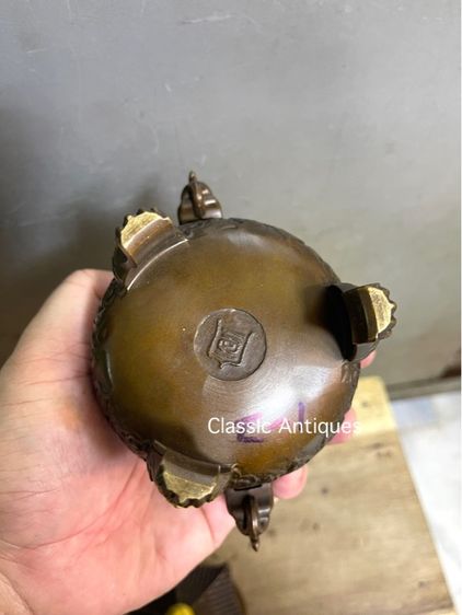 กระถาง กำยาน ยอดน้ำเต้าทองเหลือง สะสม รูปที่ 8