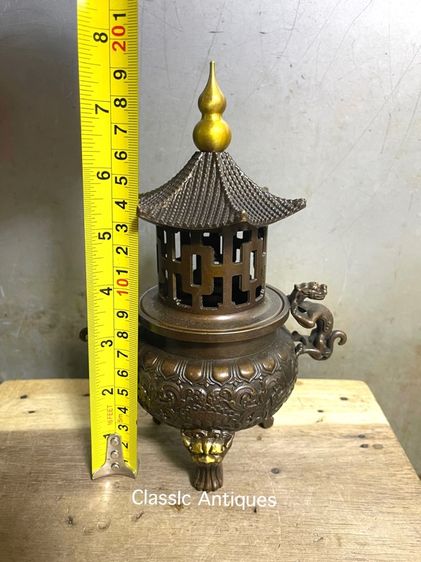 กระถาง กำยาน ยอดน้ำเต้าทองเหลือง สะสม รูปที่ 18