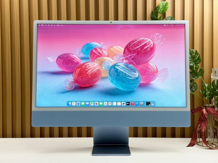 Apple แมค โอเอส 8 กิกะไบต์ อื่นๆ ไม่ใช่ iMac 24-inch M1 2021 Ram8GB SSD256GB CPU8-Core GPU8-Core 4Ports Blue