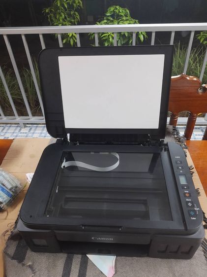 ink jet cannon สแกนปริ้นเตอร์แท็งโรงงานสีดําปกติสีอื่นต้องล้างหรือเปลี่ยนหัวมีสาย2เส้น รูปที่ 10