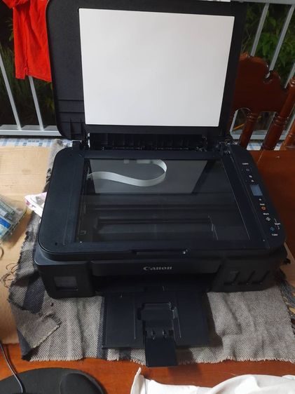 ink jet cannon สแกนปริ้นเตอร์แท็งโรงงานสีดําปกติสีอื่นต้องล้างหรือเปลี่ยนหัวมีสาย2เส้น รูปที่ 5