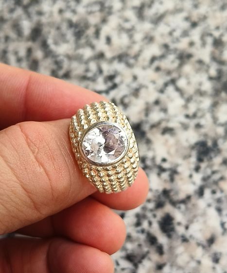 แหวนเงินทรงโบราณ ฝังพลอย รูปที่ 6