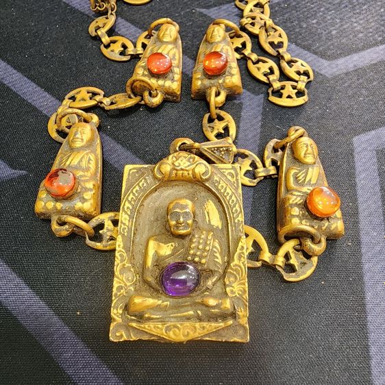 สร้อยคอหลวงปู่ทวด (ห้าองค์) หลังพระสมเด็จ เนื้อชินทอง กรุลําพูน ส่งฟรีทั่วประเทศ รูปที่ 2