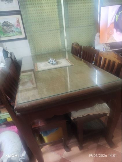 โต๊ะไม้มะค่าพร้อมเก้าอี้ 6 ตัว รูปที่ 3